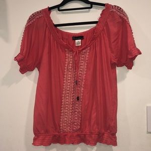 Coral Peasant Blouse Signature Studio brand